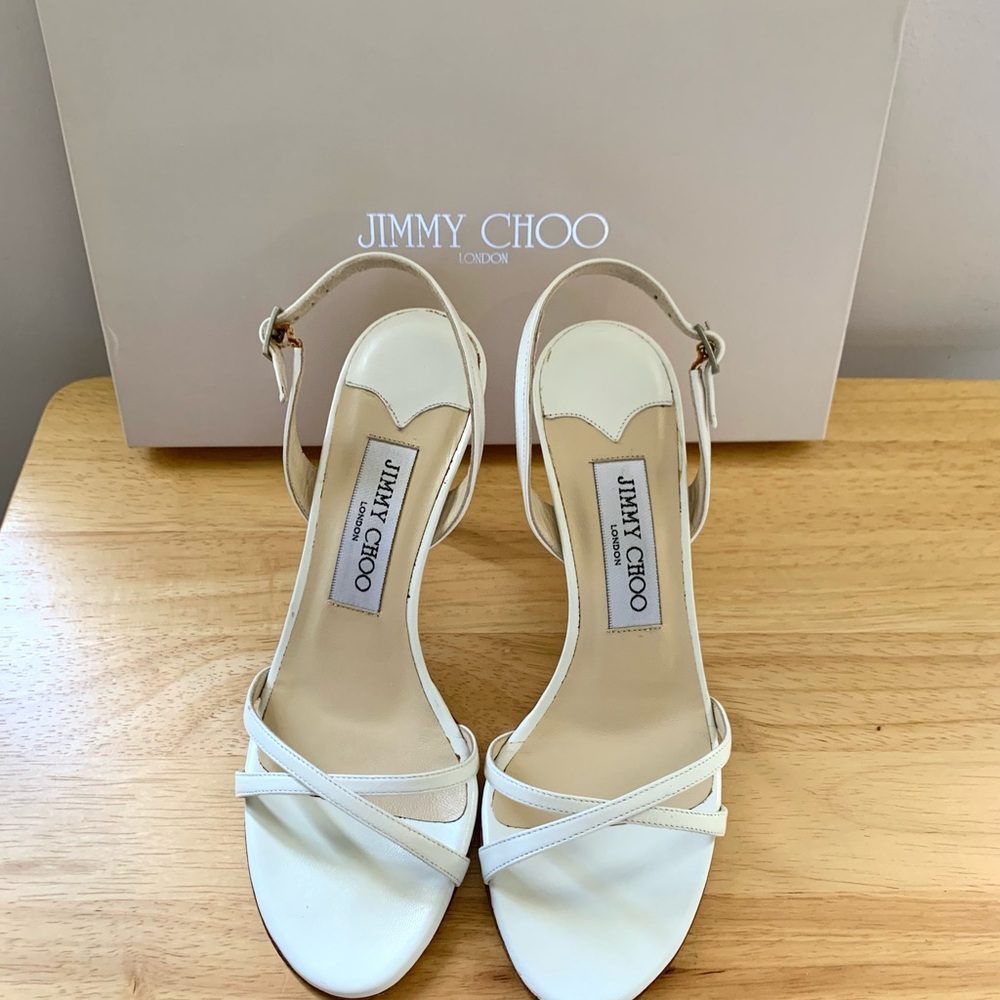 Jimmy Choo/ Elegant Simple Strap Heels Sandals, size 35 (US 5), White